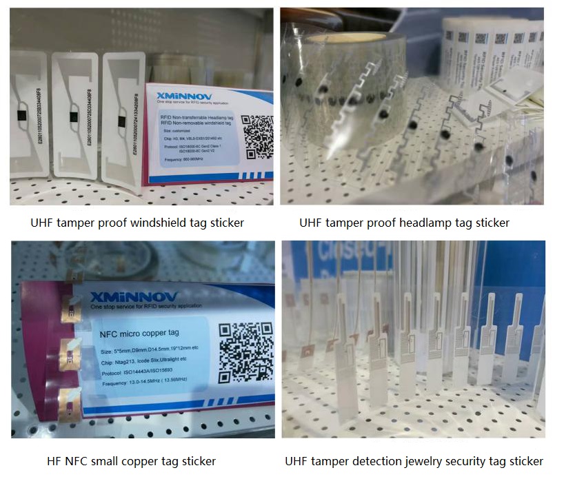 UHF non-transferable windshield tag & headlamp tag, HF tamper detection jewelry tag,NFC payment security tag